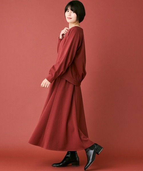 INED CLARO（イネドクラロ）の「ポリエステルスパンフレアスカート【セットアップ対応】（スカート・レディース・オレンジ/チャコールグレー・フリー）」の13枚目の写真