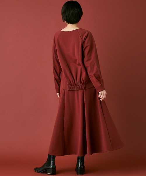 INED CLARO（イネドクラロ）の「ポリエステルスパンフレアスカート【セットアップ対応】（スカート・レディース・オレンジ/チャコールグレー・フリー）」の14枚目の写真