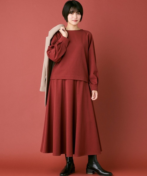 INED CLARO（イネドクラロ）の「ポリエステルスパンフレアスカート【セットアップ対応】（スカート・レディース・オレンジ/チャコールグレー・フリー）」の16枚目の写真