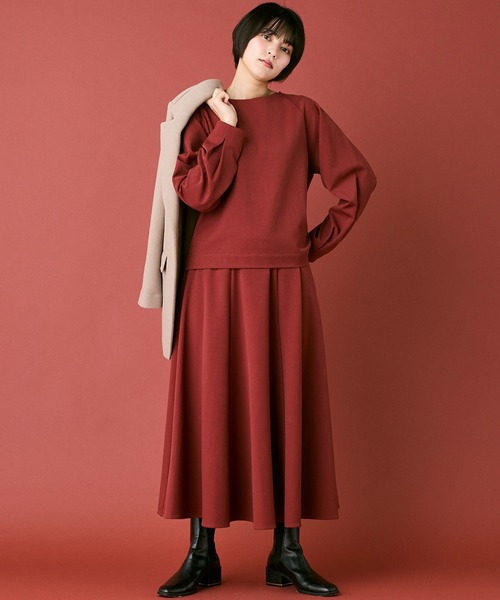 INED CLARO（イネドクラロ）の「ポリエステルスパンフレアスカート【セットアップ対応】（スカート・レディース・オレンジ/チャコールグレー・フリー）」の17枚目の写真