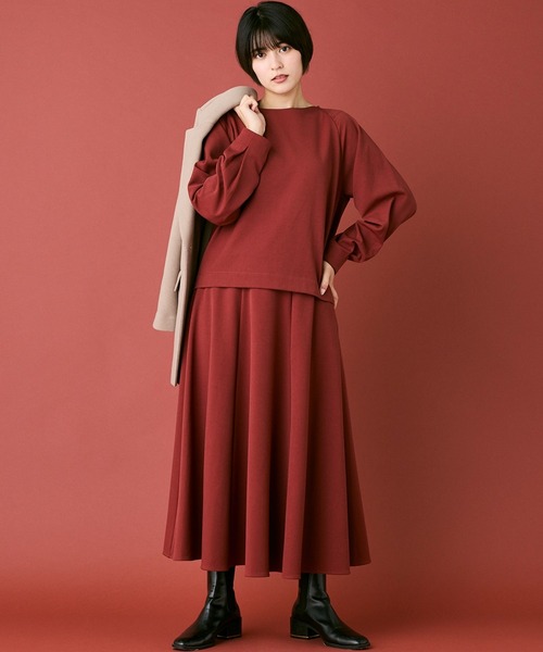 INED CLARO（イネドクラロ）の「ポリエステルスパンフレアスカート【セットアップ対応】（スカート・レディース・オレンジ/チャコールグレー・フリー）」の18枚目の写真