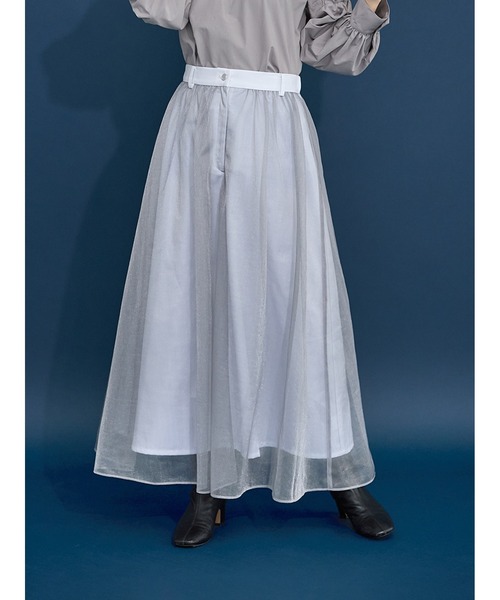 Stylevoice for xxx（スタイルヴォイスフォー）の「シアードッキンングフレアスカート（スカート・レディース・ホワイト/ブラウン/グレー・FREE）」の4枚目の写真