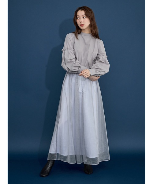 Stylevoice for xxx（スタイルヴォイスフォー）の「シアードッキンングフレアスカート（スカート・レディース・ホワイト/ブラウン/グレー・FREE）」の7枚目の写真