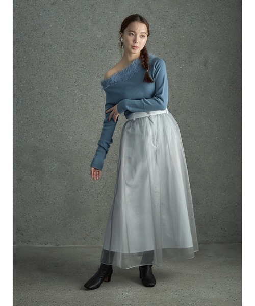 Stylevoice for xxx（スタイルヴォイスフォー）の「シアードッキンングフレアスカート（スカート・レディース・ホワイト/ブラウン/グレー・FREE）」の9枚目の写真