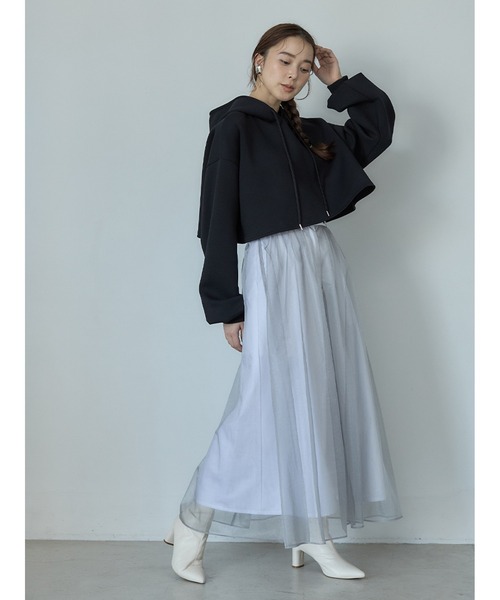 Stylevoice for xxx（スタイルヴォイスフォー）の「シアードッキンングフレアスカート（スカート・レディース・ホワイト/ブラウン/グレー・FREE）」の13枚目の写真