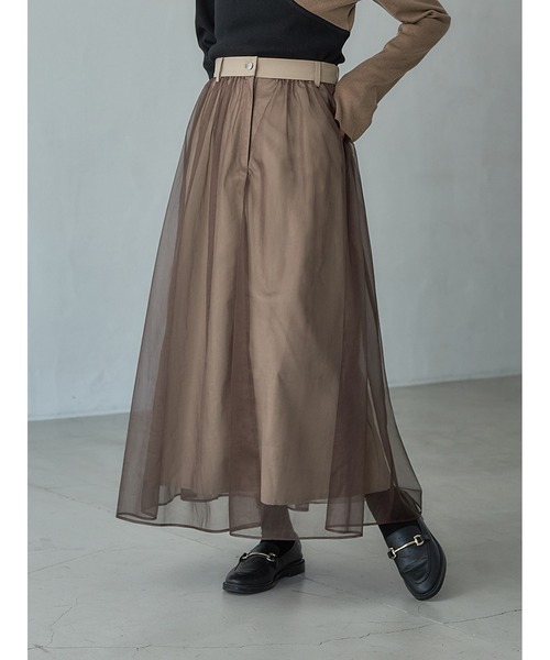 Stylevoice for xxx（スタイルヴォイスフォー）の「シアードッキンングフレアスカート（スカート・レディース・ホワイト/ブラウン/グレー・FREE）」の19枚目の写真