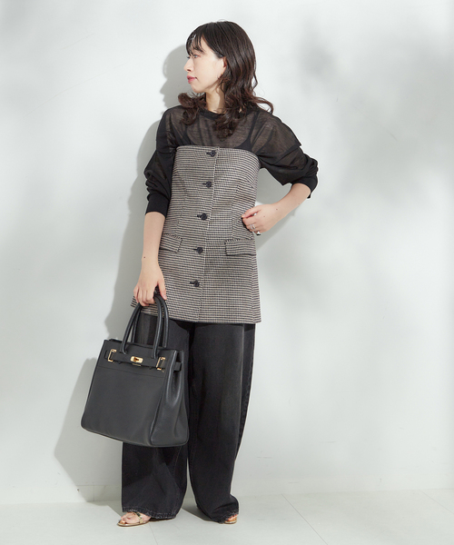 journal standard L'essage(ジャーナルスタンダードレサージュ)の「チェック/ヘリンボンビスチェ2(シャツ/ブラウス・レディース・ブラック系その他/グレー・FREE)」の3枚目の写真