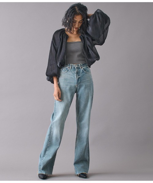 Settimissimo（セッティミッシモ）の「シアーシャイニーボリュームスリーブボレロ（ノーカラージャケット・レディース・シルバー/ブラック・FREE）」の7枚目の写真