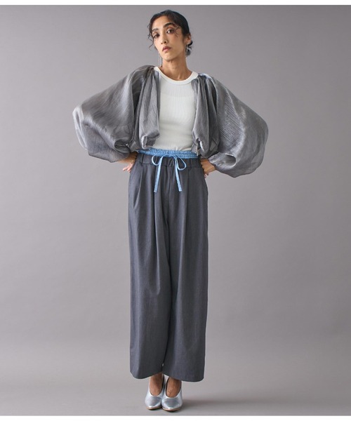 Settimissimo（セッティミッシモ）の「シアーシャイニーボリュームスリーブボレロ（ノーカラージャケット・レディース・シルバー/ブラック・FREE）」の14枚目の写真