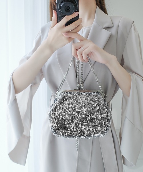 専用になります♡　　　　がま口バック　♡ジョリーフルール♡ 乙女なリボンのがま口バッグ(ジョリーフルール・サテン生地