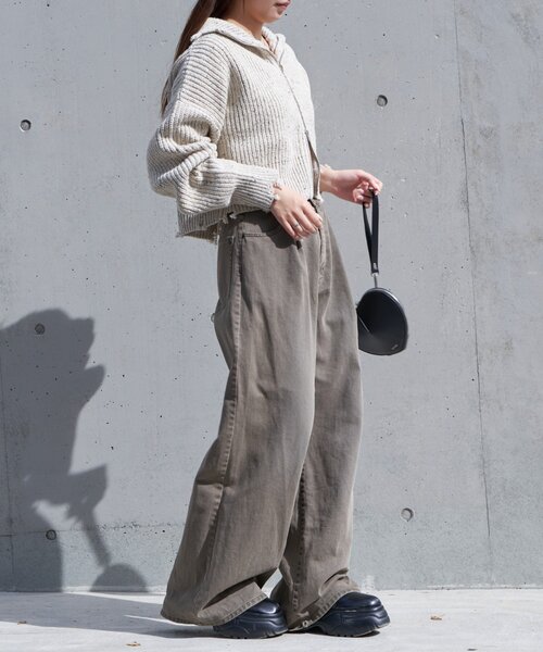 RAY CASSIN(レイカズン)の「WEB限定/ネップダブルジップニット(ニット/セーター・レディース・レッド/グレー/アイボリー・FREE)」の9枚目の写真