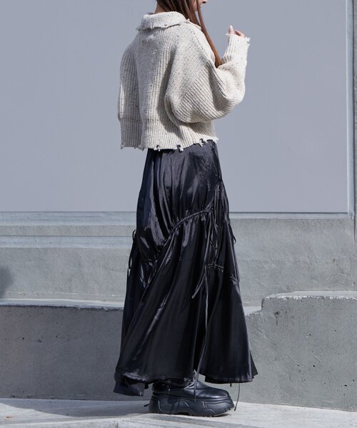 RAY CASSIN(レイカズン)の「WEB限定/ネップダブルジップニット(ニット/セーター・レディース・レッド/グレー/アイボリー・FREE)」の12枚目の写真