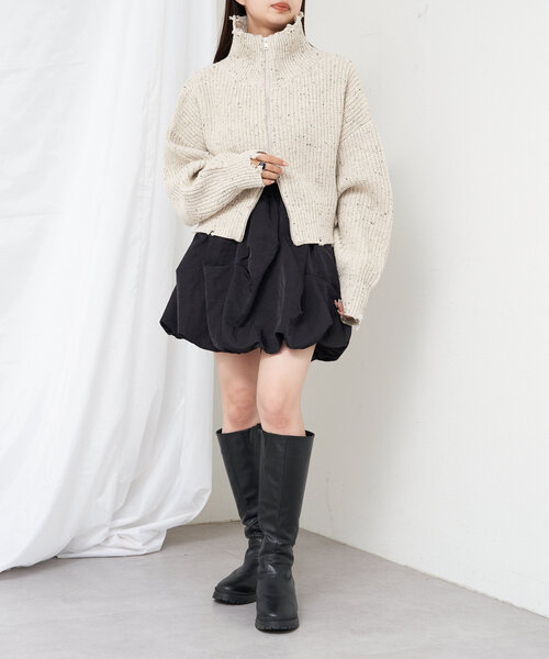 RAY CASSIN(レイカズン)の「WEB限定/ネップダブルジップニット(ニット/セーター・レディース・レッド/グレー/アイボリー・FREE)」の14枚目の写真