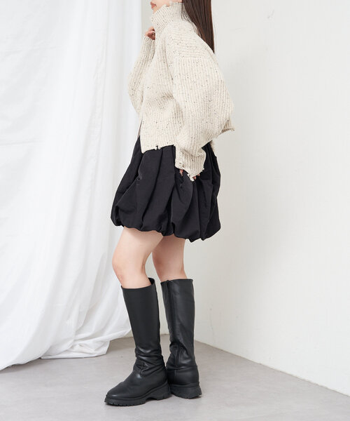 RAY CASSIN(レイカズン)の「WEB限定/ネップダブルジップニット(ニット/セーター・レディース・レッド/グレー/アイボリー・FREE)」の15枚目の写真