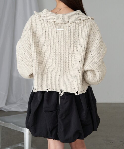 RAY CASSIN(レイカズン)の「WEB限定/ネップダブルジップニット(ニット/セーター・レディース・レッド/グレー/アイボリー・FREE)」の18枚目の写真