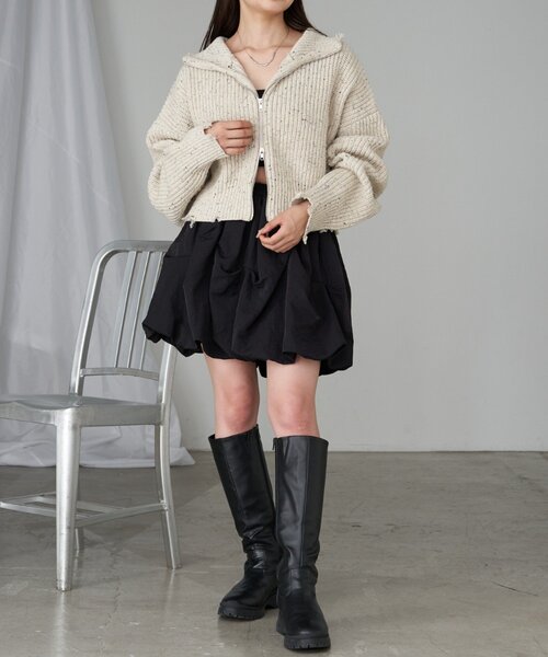 RAY CASSIN(レイカズン)の「WEB限定/ネップダブルジップニット(ニット/セーター・レディース・レッド/グレー/アイボリー・FREE)」の19枚目の写真