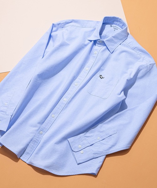 Blue Standard （ブルースタンダード）の「【BLUE STANDARD/ブルースタンダード】リラックスフィット アニマル胸ワンポイント オックスシャツ 犬 猫 ユニセックス（シャツ/ブラウス・メンズ・ブルー系その他2/ホワイト系その他2/ブルー系その他/ホワイト系その他・MEDIUM/LARGE）」の3枚目の写真