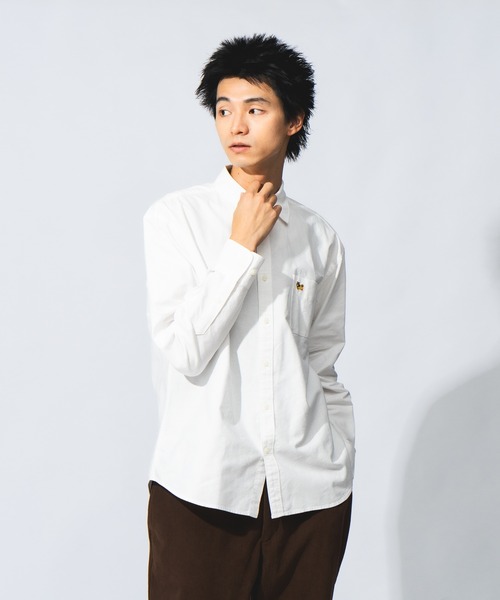 Blue Standard （ブルースタンダード）の「【BLUE STANDARD/ブルースタンダード】リラックスフィット アニマル胸ワンポイント オックスシャツ 犬 猫 ユニセックス（シャツ/ブラウス・メンズ・ブルー系その他2/ホワイト系その他2/ブルー系その他/ホワイト系その他・MEDIUM/LARGE）」の11枚目の写真