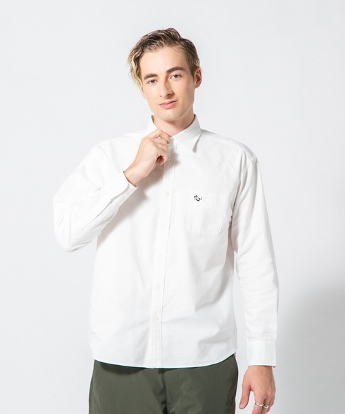 Blue Standard （ブルースタンダード）の「【BLUE STANDARD/ブルースタンダード】リラックスフィット アニマル胸ワンポイント オックスシャツ 犬 猫 ユニセックス（シャツ/ブラウス・メンズ・ブルー系その他2/ホワイト系その他2/ブルー系その他/ホワイト系その他・MEDIUM/LARGE）」の7枚目の写真