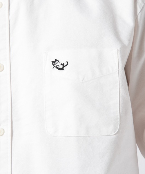 Blue Standard （ブルースタンダード）の「【BLUE STANDARD/ブルースタンダード】リラックスフィット アニマル胸ワンポイント オックスシャツ 犬 猫 ユニセックス（シャツ/ブラウス・メンズ・ブルー系その他2/ホワイト系その他2/ブルー系その他/ホワイト系その他・MEDIUM/LARGE）」の8枚目の写真