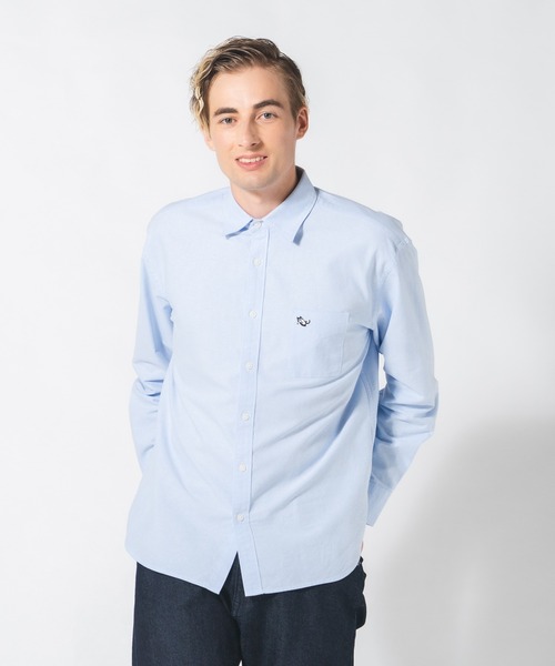 Blue Standard （ブルースタンダード）の「【BLUE STANDARD/ブルースタンダード】リラックスフィット アニマル胸ワンポイント オックスシャツ 犬 猫 ユニセックス（シャツ/ブラウス・メンズ・ブルー系その他2/ホワイト系その他2/ブルー系その他/ホワイト系その他・MEDIUM/LARGE）」の13枚目の写真