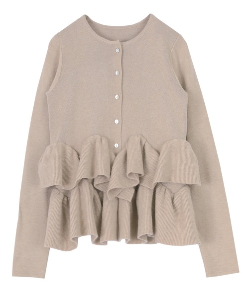 titivate（ティティベイト）の「フリルヘムニットカーディガン（カーディガン/ボレロ・レディース・グレー/ネイビー/イエロー/チャコール/アイボリー/ブラック/ライトピンク/レッド/ブラウン/グレイッシュベージュ/ライトグリーン・S/M/L/XL）」の16枚目の写真