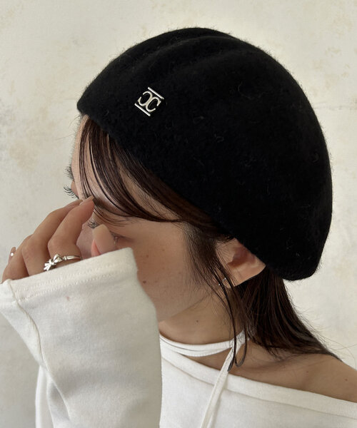 CAPRICIEUX LE'MAGE(カプリシューレマージュ)の「【LE'MAGE オリジナル】1ポイントベレー帽(ハット・レディース・ブラック/ベージュ・FREE)」の3枚目の写真