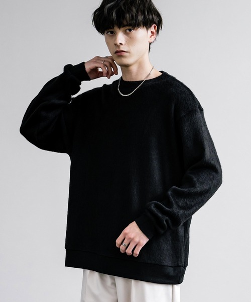 Audience（オーディエンス）の「Upscape Audience アップスケープオーディエンス 日本製 国産 モヘアライク ウールシャギー ボトルネックニットソー AUD6569（ニット/セーター・メンズ・キャメル/ブラック/グレイッシュベージュ・M/L）」の2枚目の写真