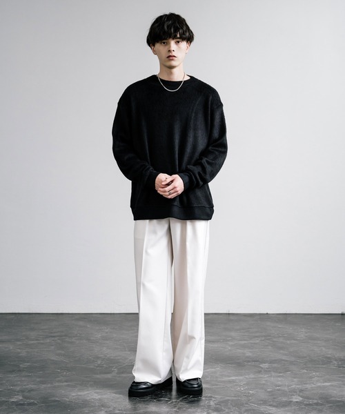 Audience（オーディエンス）の「Upscape Audience アップスケープオーディエンス 日本製 国産 モヘアライク ウールシャギー ボトルネックニットソー AUD6569（ニット/セーター・メンズ・キャメル/ブラック/グレイッシュベージュ・M/L）」の7枚目の写真