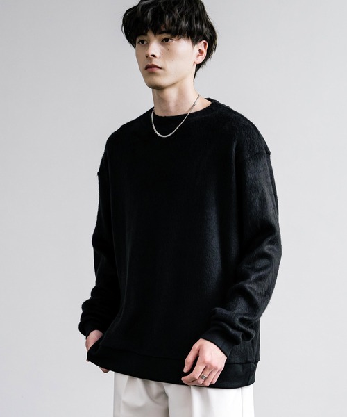 Audience（オーディエンス）の「Upscape Audience アップスケープオーディエンス 日本製 国産 モヘアライク ウールシャギー ボトルネックニットソー AUD6569（ニット/セーター・メンズ・キャメル/ブラック/グレイッシュベージュ・M/L）」の5枚目の写真
