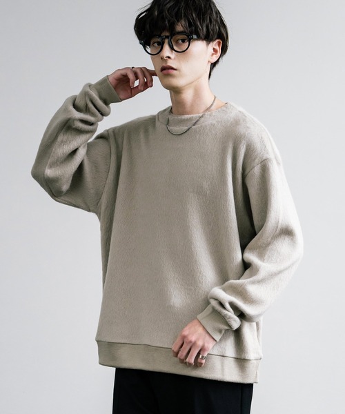Audience（オーディエンス）の「Upscape Audience アップスケープオーディエンス 日本製 国産 モヘアライク ウールシャギー ボトルネックニットソー AUD6569（ニット/セーター・メンズ・キャメル/ブラック/グレイッシュベージュ・M/L）」の8枚目の写真