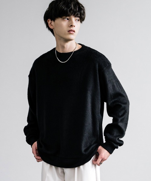 Audience（オーディエンス）の「Upscape Audience アップスケープオーディエンス 日本製 国産 モヘアライク ウールシャギー ボトルネックニットソー AUD6569（ニット/セーター・メンズ・キャメル/ブラック/グレイッシュベージュ・M/L）」の4枚目の写真