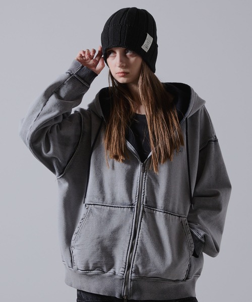 CLEL(クレイル)の「【CLEL】Grunge Label Low Gauge Knit Beanie/グランジラベル ローゲージニット帽(ニットキャップ/ビーニー・メンズ・チャコールグレー/ブラック・FREE)」の19枚目の写真