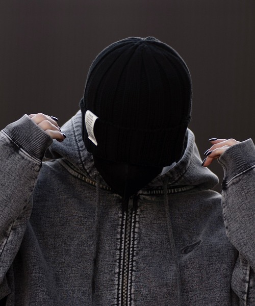 CLEL(クレイル)の「【CLEL】Grunge Label Low Gauge Knit Beanie/グランジラベル ローゲージニット帽(ニットキャップ/ビーニー・メンズ・チャコールグレー/ブラック・FREE)」の13枚目の写真