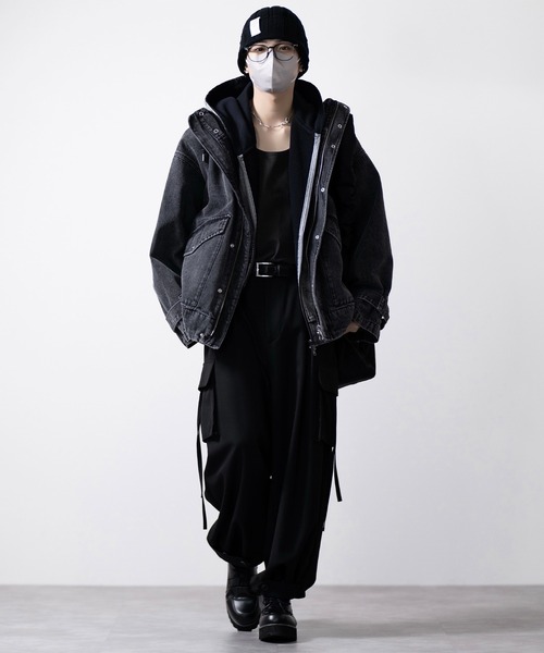 CLEL(クレイル)の「【CLEL】Grunge Label Low Gauge Knit Beanie/グランジラベル ローゲージニット帽(ニットキャップ/ビーニー・メンズ・チャコールグレー/ブラック・FREE)」の6枚目の写真