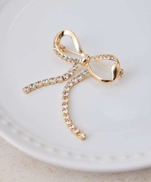 ROPE' PICNIC(ロペピクニック)の「ビジューリボンブローチ(ブローチ/コサージュ・レディース・シルバー/ゴールド・FREE)」の2枚目の写真