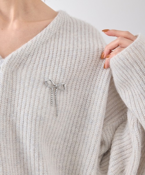 ROPE' PICNIC(ロペピクニック)の「ビジューリボンブローチ(ブローチ/コサージュ・レディース・シルバー/ゴールド・FREE)」の6枚目の写真