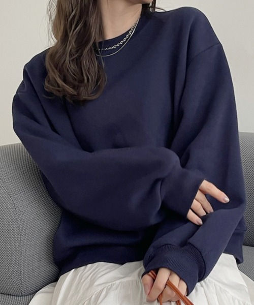 TREOVER(トレオーバー)の「裏起毛 ビッグプルオーバー(スウェット・レディース・チャコールグレー/ネイビー/アイボリー/オートミール・FREE)」の1枚目の写真
