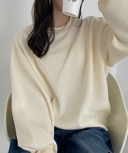 TREOVER(トレオーバー)の「裏起毛 ビッグプルオーバー(スウェット・レディース・チャコールグレー/ネイビー/アイボリー/オートミール・FREE)」の14枚目の写真