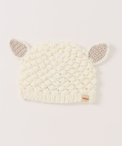 HAKKA BABY（ハッカベビー）の「[ベビー]アニマルモチーフニット帽（ニットキャップ/ビーニー・キッズ・イエロー/ホワイト/ピンク/グリーン/オフホワイト・FREE）」の3枚目の写真