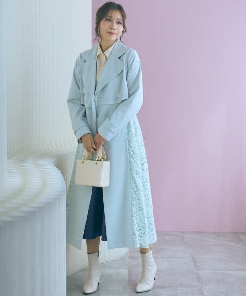 marun（マルン）の「＜大きいサイズ＞  　レースコート　marun（トレンチコート・レディース・サックスブルー/ベージュ・L/LL/3L/4L/5L）」の17枚目の写真