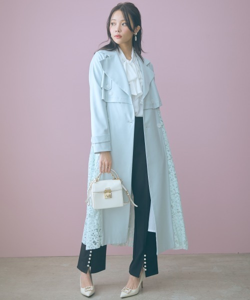 marun（マルン）の「＜大きいサイズ＞  　レースコート　marun（トレンチコート・レディース・サックスブルー/ベージュ・L/LL/3L/4L/5L）」の19枚目の写真