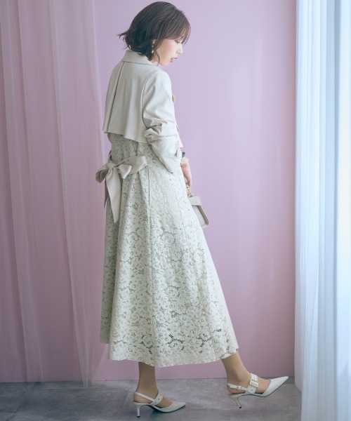 marun（マルン）の「＜大きいサイズ＞  　レースコート　marun（トレンチコート・レディース・サックスブルー/ベージュ・L/LL/3L/4L/5L）」の15枚目の写真