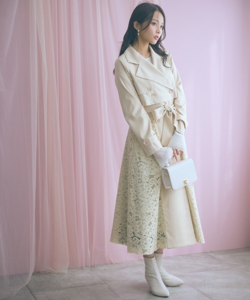 marun（マルン）の「＜大きいサイズ＞  　レースコート　marun（トレンチコート・レディース・サックスブルー/ベージュ・L/LL/3L/4L/5L）」の16枚目の写真