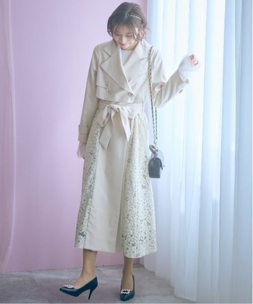 marun（マルン）の「＜大きいサイズ＞  　レースコート　marun（トレンチコート・レディース・サックスブルー/ベージュ・L/LL/3L/4L/5L）」の13枚目の写真