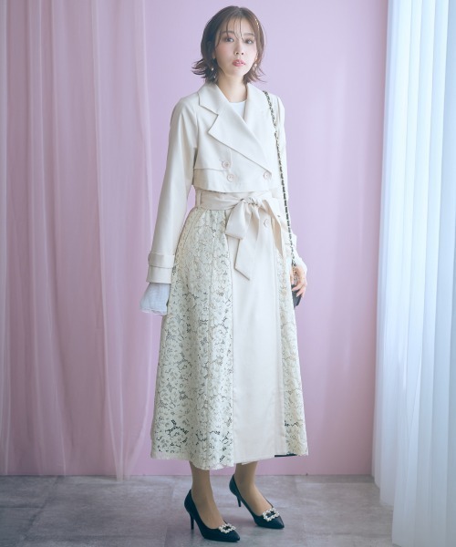 marun（マルン）の「＜大きいサイズ＞  　レースコート　marun（トレンチコート・レディース・サックスブルー/ベージュ・L/LL/3L/4L/5L）」の3枚目の写真