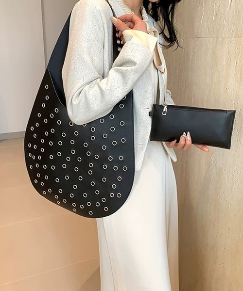 ワンハンドルバッグ ハトメデザイン トートバッグ PUレザー