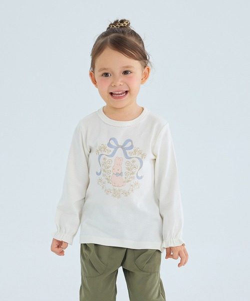 セール】やわらか長袖ガーリーTシャツ（うさぎ）（Tシャツ
