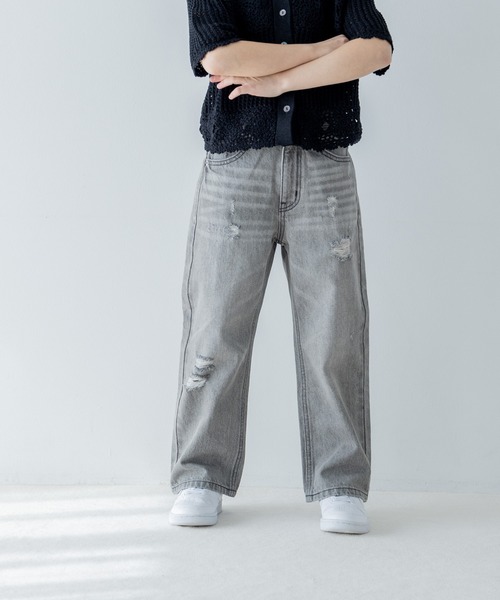 LOWRYS FARM（ローリーズファーム）の「デニムストレートパンツ　254498（デニムパンツ・キッズ・グレー/ライトブルー/ワンウォッシュ・110cm/120cm/130cm/140cm/150cm）」の2枚目の写真