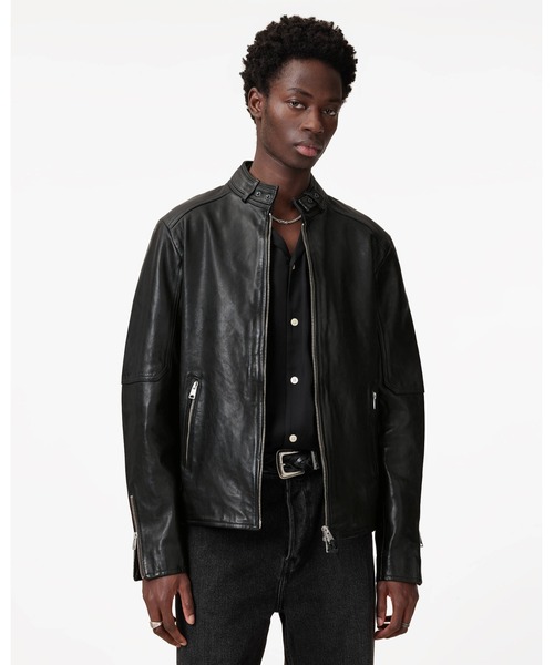 CORA LEATHER SNAP BACK COLLAR JACKET | CORA レザー スナップ